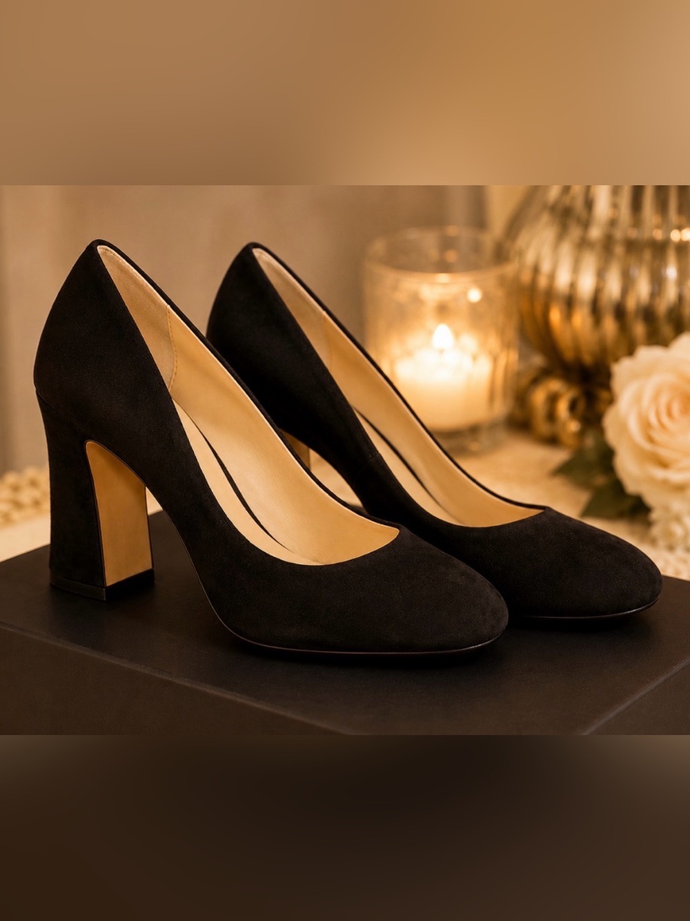 Vince Camuto Black Suede Block Heel Pumps | Women’s Size 10
